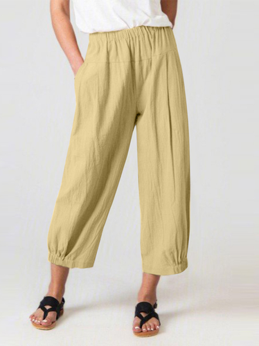 Plain Loose Casual Cotton Pants - Just Fashion Now - Modalova