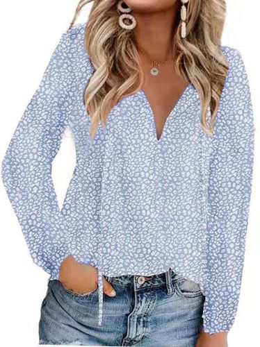 Loose Casual Ditsy Floral V Neck Blouse - Just Fashion Now - Modalova