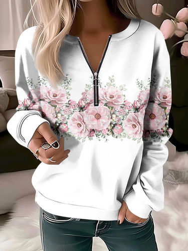 Floral Casual Sweatshirt - Just Fashion Now - Modalova