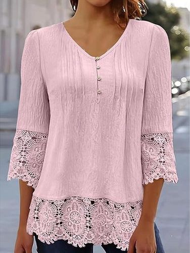 Casual Lace Loose Blouse - Modetalente - Modalova