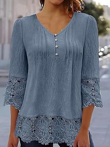 Casual Lace Loose Blouse - Modetalente - Modalova