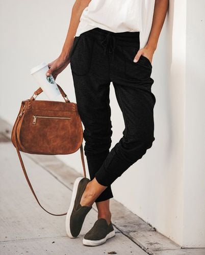 Jersey Casual Plain Pants - Just Fashion Now - Modalova