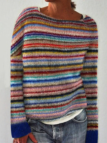 Yarn/Wool Yarn Abstract Casual Crew Neck Sweater - Just Fashion Now - Modalova