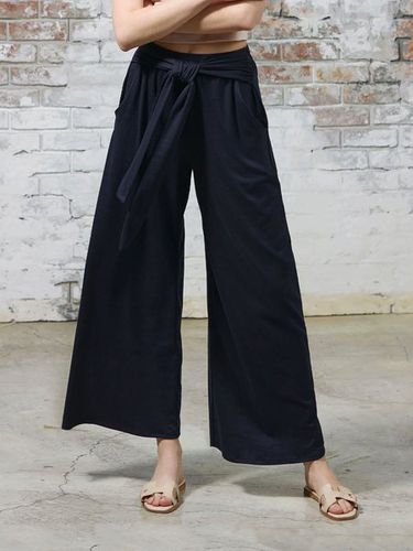 Knot Front Casual Plain Loose Pants - Just Fashion Now - Modalova