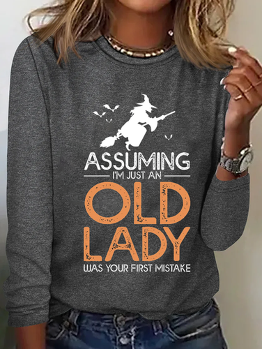 Assuming I'm Just An Old Lady Was Your First Mistake Halloween T-Shirt - Just Fashion Now - Modalova