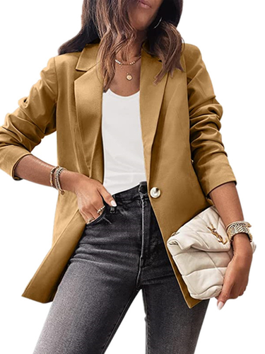 Casual Plain Loose Blazer - Just Fashion Now - Modalova