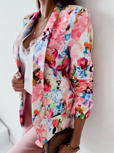 Casual Shawl Collar Floral Blazer - Just Fashion Now - Modalova