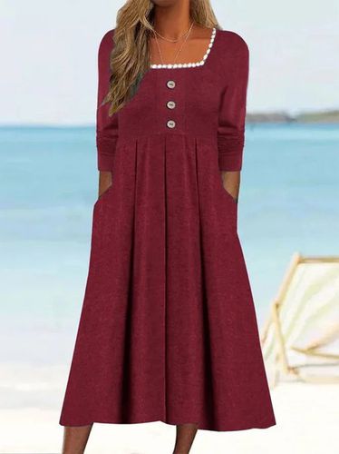 Buckle Casual Regular Fit Square Neck Dress With No - Just Fashion Now - Modalova