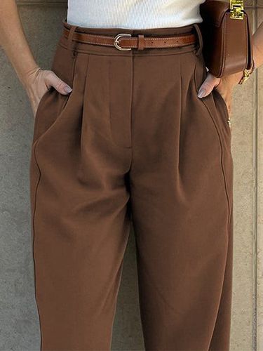 Urban Loose High Waist Belt Foot Suit Pants - Just Fashion Now - Modalova