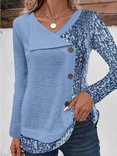 Buttoned Casual Jersey Blouse - Just Fashion Now - Modalova