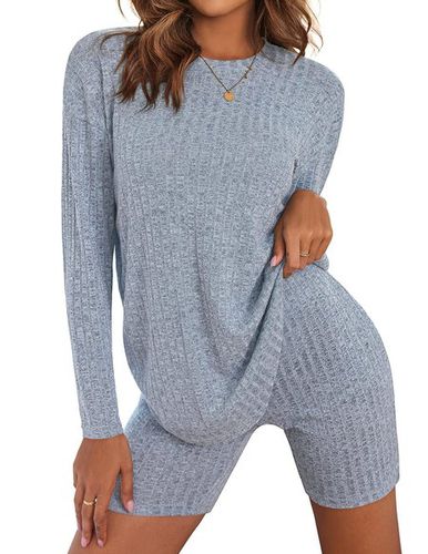 Plain Cotton Loose Casual Two-Piece Set - Just Fashion Now - Modalova