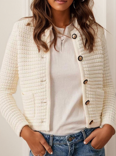 Buckle Crew Neck Casual Wool/Knitting Cardigan - Just Fashion Now - Modalova