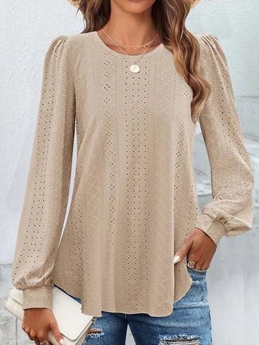 Plain Crew Neck Casual Lace T-Shirt - Just Fashion Now - Modalova