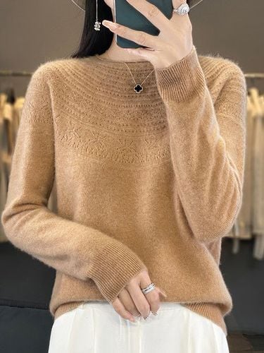 Crew Neck Wool/Knitting Casual Sweater - Just Fashion Now - Modalova