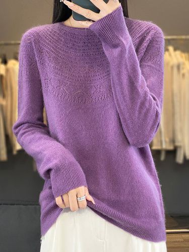 Crew Neck Wool/Knitting Casual Sweater - Just Fashion Now - Modalova