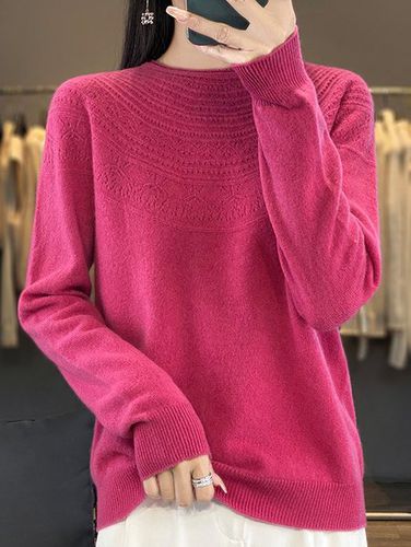 Crew Neck Wool/Knitting Casual Sweater - Just Fashion Now - Modalova