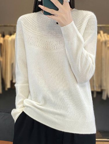 Crew Neck Wool/Knitting Casual Sweater - Just Fashion Now - Modalova