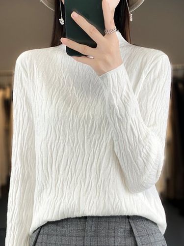 Casual Mock Neck Plain Wool/Knitting Sweater - Just Fashion Now - Modalova