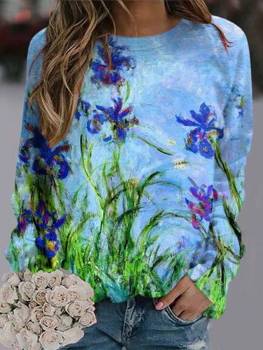 Loose Floral Casual Sweatshirt - Just Fashion Now - Modalova