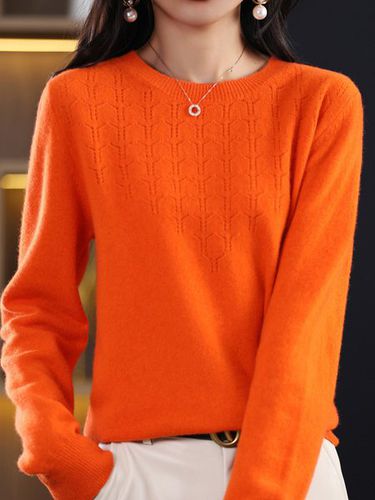 Yarn/Wool Yarn Crew Neck Loose Casual Sweater - Just Fashion Now - Modalova