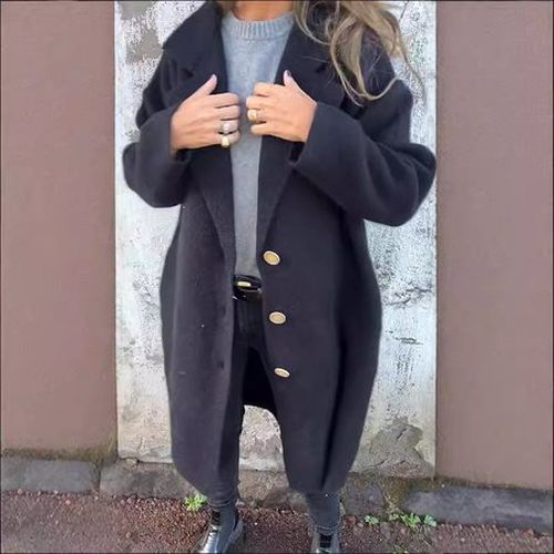 Casual Lapel Collar Loose Coat With No - Just Fashion Now - Modalova