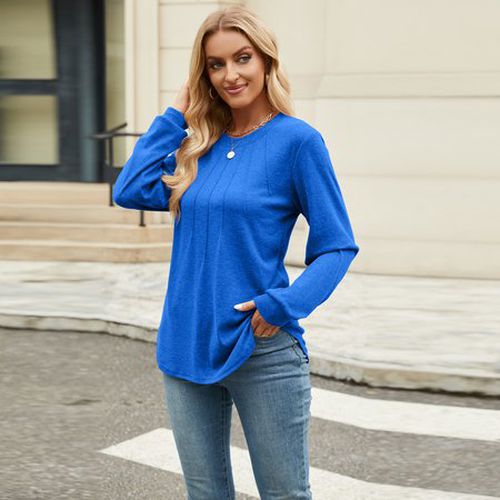 Women's Long Sleeve Blouse Spring/Fall Black Plain Crew Neck Daily Going Out Casual Top - Just Fashion Now - Modalova