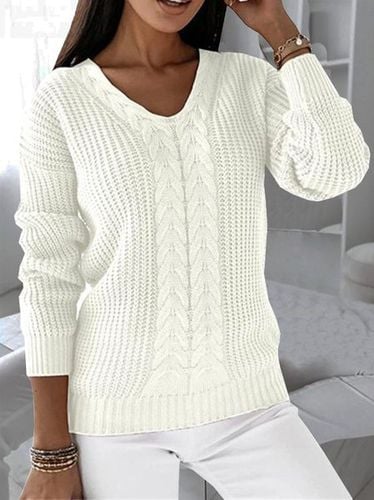 Casual Yarn/Wool Yarn Loose Plain Sweater - Just Fashion Now - Modalova