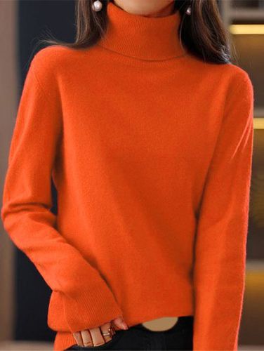 Yarn/Wool Yarn Turtleneck Casual Plain Sweater - Just Fashion Now - Modalova