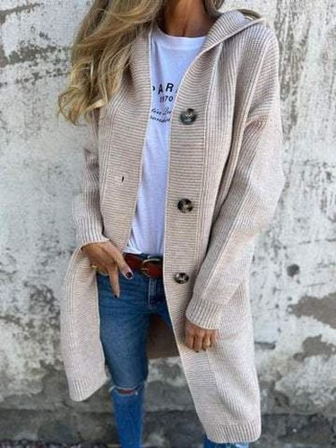 Casual Plain Wool/Knitting Hoodie Cardigan - Just Fashion Now - Modalova