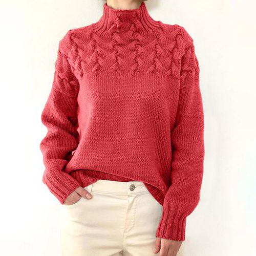 Loose Turtleneck Casual Plain Sweater - Just Fashion Now - Modalova