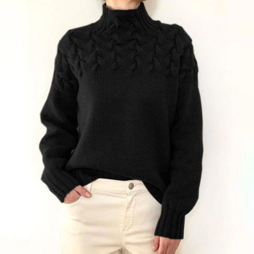 Loose Turtleneck Casual Plain Sweater - Just Fashion Now - Modalova