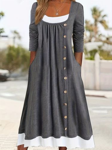 Crew Neck Casual Dress With No - Just Fashion Now - Modalova