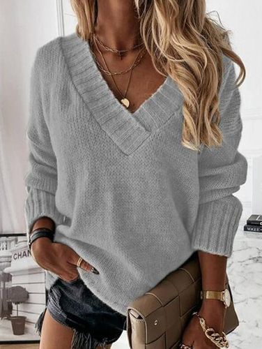 Loose Casual Yarn/Wool Yarn Sweater - Just Fashion Now - Modalova