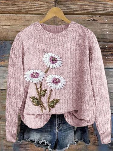 Elegant daisy pullover knitted sweater - Just Fashion Now - Modalova