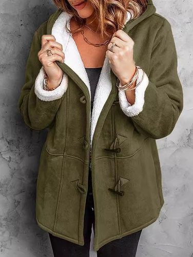 Warmth Fleece Suede Plain Casual Loose Jacket - Just Fashion Now - Modalova