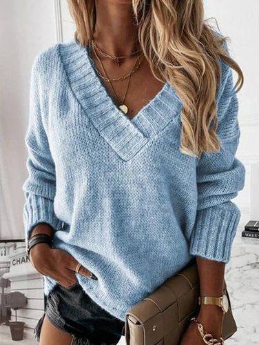 Loose Casual Yarn/Wool Yarn Sweater - Just Fashion Now - Modalova