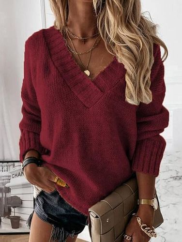 Loose Casual Yarn/Wool Yarn Sweater - Just Fashion Now - Modalova