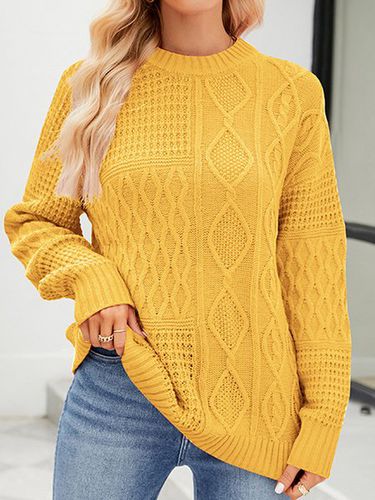 Plain Casual Yarn/Wool Yarn Crew Neck Sweater - Just Fashion Now - Modalova