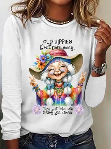 Grandma Old Hippies Casual Long Sleeve Shirt - Just Fashion Now - Modalova