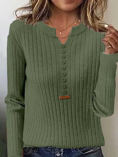 Buckle Casual Plain Yarn/Wool Yarn Sweater - Just Fashion Now - Modalova