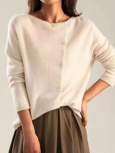 Buckle Loose Plain Casual Cardigan - Just Fashion Now - Modalova