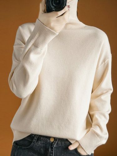 Turtleneck Yarn/Wool Yarn Casual Loose Sweater - Just Fashion Now - Modalova