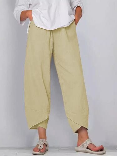 Cotton Pocket Stitching Casual Plain Pants - Just Fashion Now - Modalova