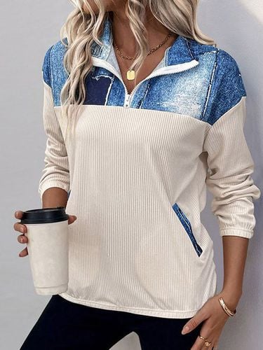 Casual Geometric Loose Sweatshirt - Just Fashion Now - Modalova