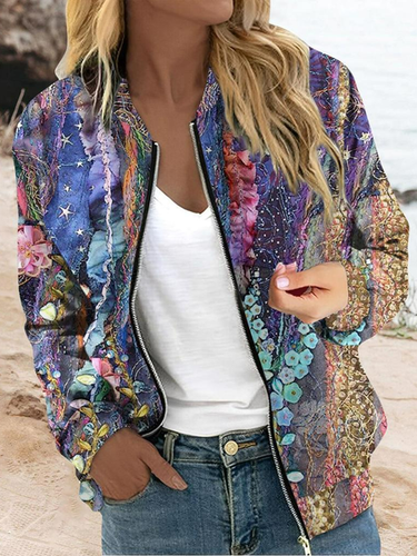 Wrap Floral Casual Jacket - Just Fashion Now - Modalova