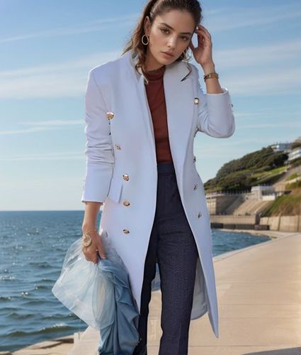 Plain Casual Loose Lapel Collar Coat - Just Fashion Now - Modalova