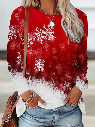 Christmas Snowflake Design Round Neck T-Shirt - Just Fashion Now - Modalova