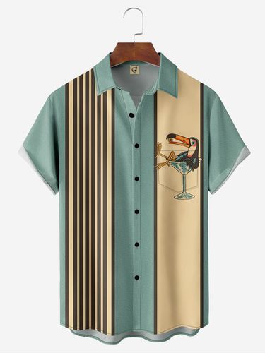 Animal Chest Pocket Short Sleeve Bowling Shirt - Modetalente - Modalova
