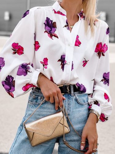 Loose Casual Floral Blouse - Just Fashion Now - Modalova