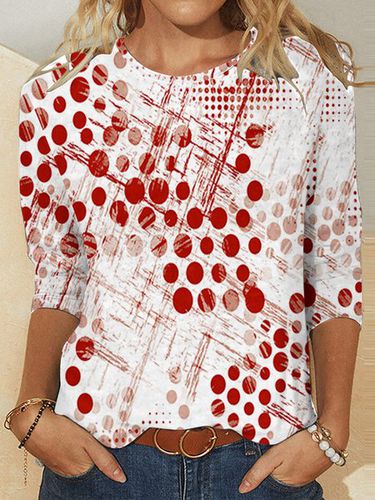 Crew Neck Geometric Casual Loose T-Shirt - Just Fashion Now - Modalova